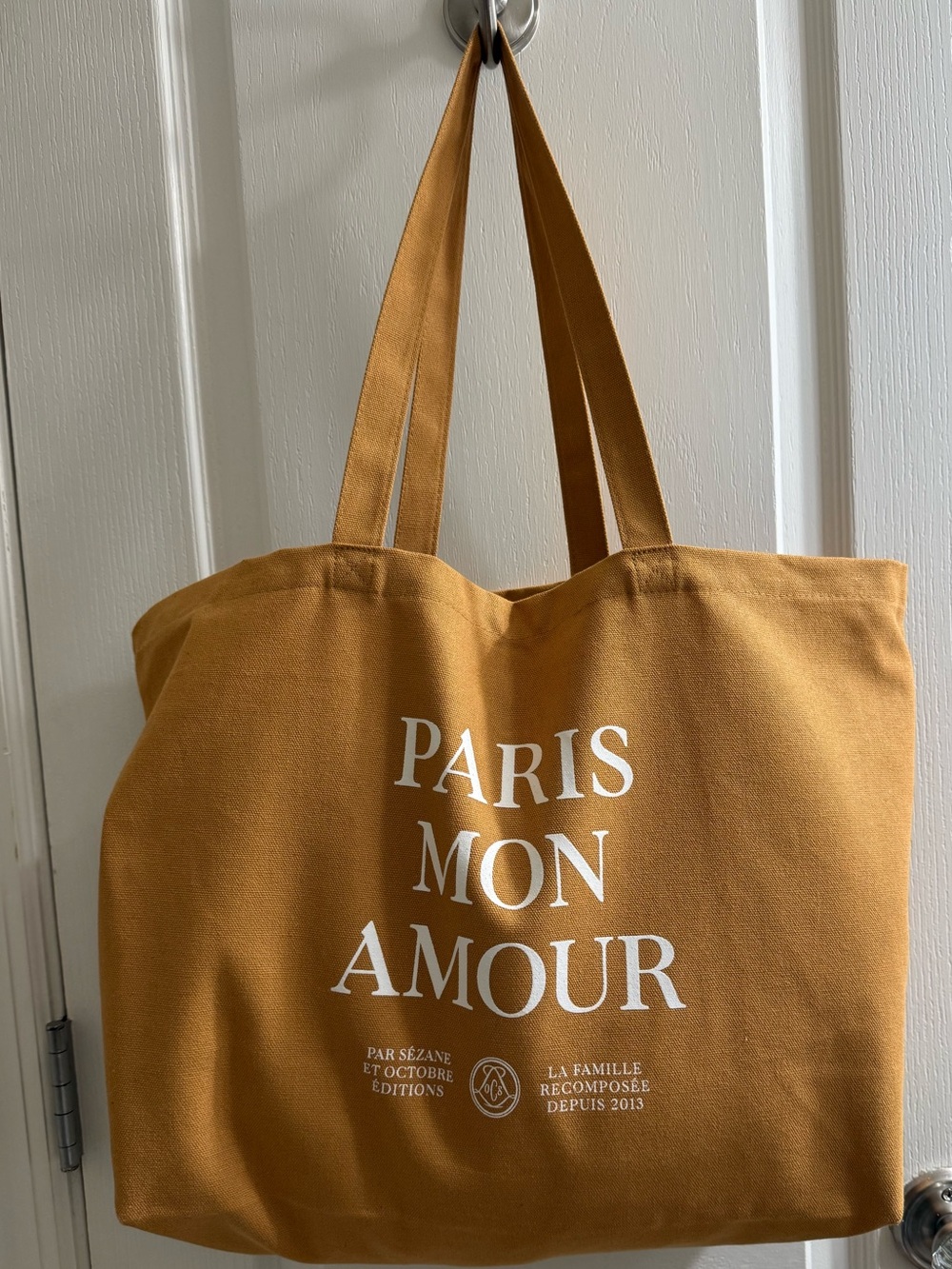 Sezane Mustard Canvas 'Paris Mon Amour' Tote- NWOT